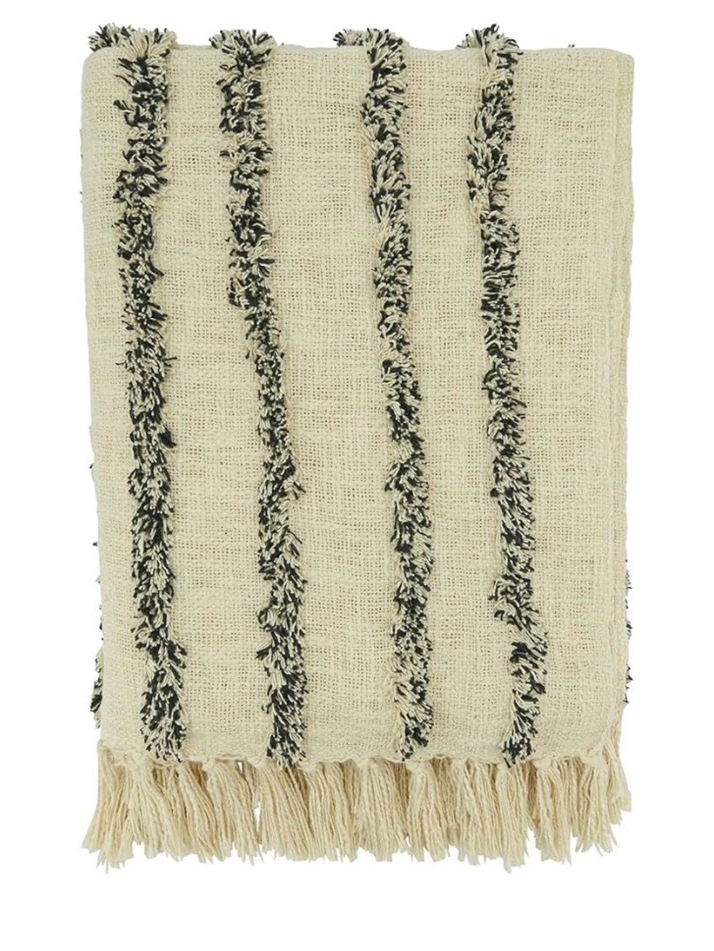 SARO LIFESTYLE Tufted Line 100% cotton Throw Blanket - Picture 2 of 3
